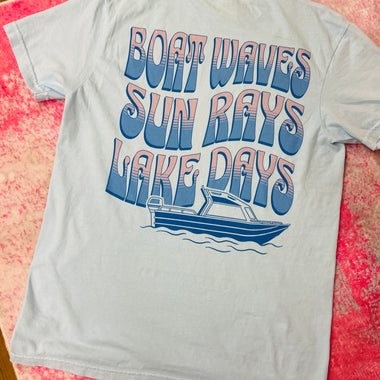 Boat Waves Sun Rays Lake Days Wholesale Tee