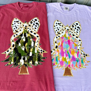 Colorful Coquette Bow Christmas Tree Wholesale Tee