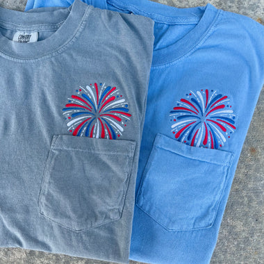 Fireworks Embroidered Pocket Wholesale Tee