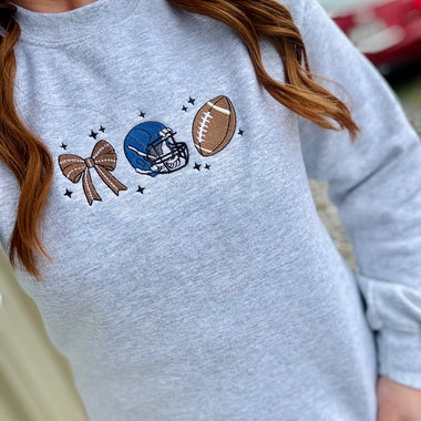 Football Helmet Bow Wholesale Embroidered Sweatshirt