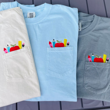 Teacher Embroidered Pocket Wholesale Tee