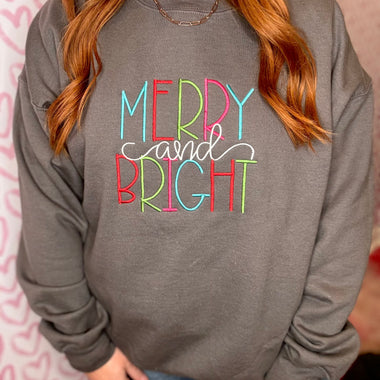 Merry & Bright Wholesale Embroidered Sweatshirt