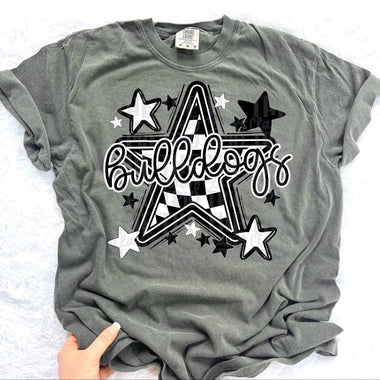 Bulldogs Checkered Star Mascot DTF Transfer (CT)