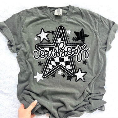 Cowboys Checkered Star Mascot DTF Transfer (CT)