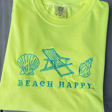 Beach Happy Embroidered Wholesale Tee