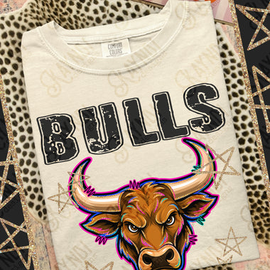 Grunge Varsity Bulls DTF Transfer (KD)