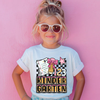 Kindergarten Checkered Pink DTF Transfer (SDD)
