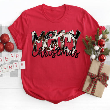 Merry Christmas Cowprint DTF Transfer