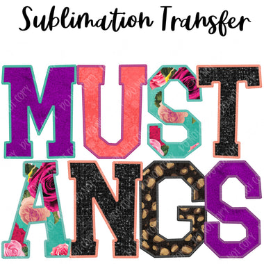 Mustangs Floral Mascot Sublimation Transfer
