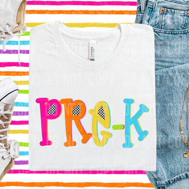 Pre-K Colorful Checkered DTF Transfer (SBBB)
