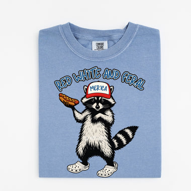 Red White and Feral Patriotic Wholesale Tee