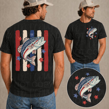 Striped Patriotic Bass DTF Transfer (UAC)