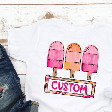 Custom Listing Popsicle Girl DTF Transfer (leave name in the note)
