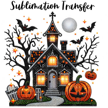Haunted House Rhinestone Sublimation Transfer