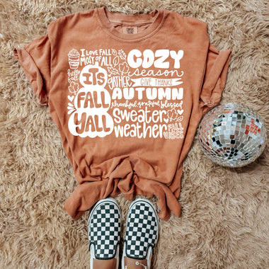 Fall Word Collage Screen Print Transfer J7
