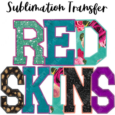 Redskins Floral Mascot Sublimation Transfer