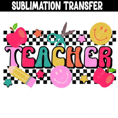 Teacher Checkered Sublimation Transfer