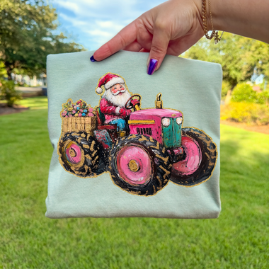 Cute Tractor Santa Wholesale Tee