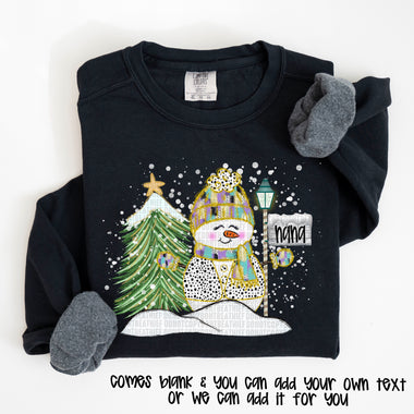Customizable Snowman DTF Transfer (Leave personalization in the note box)