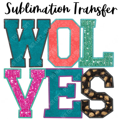 Wolves Floral Mascot Sublimation Transfer