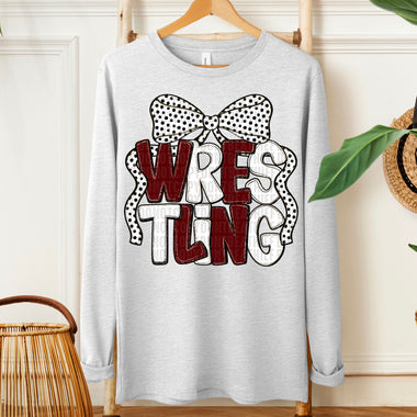 Wrestling Bow Maroon White DTF Transfer (SDD)