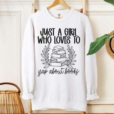 Just a Girl Who Loves to Yap About Books (Black) DTF Transfer (SDD)