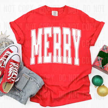 Merry Oversized WHITE DTF Transfer (SBBB)