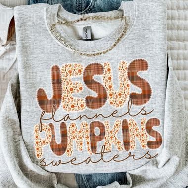 Jesus Flannels Pumpkins Sweaters DTF Transfer (SBBB)