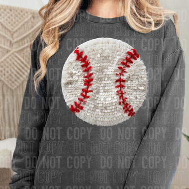 Baseball Faux Yarn Sequin DTF Transfer (SBB)
