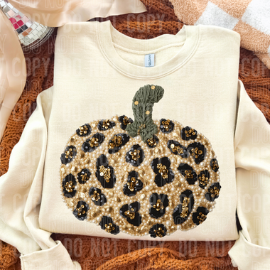 Leopard Pumpkin Faux Pearls DTF Transfer (SBB)