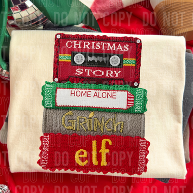 Christmas Movie Stack Faux Yarn DTF Transfer (SBB)