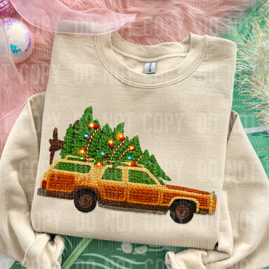Christmas Vacation Car Faux Yarn DTF Transfer (SBB)