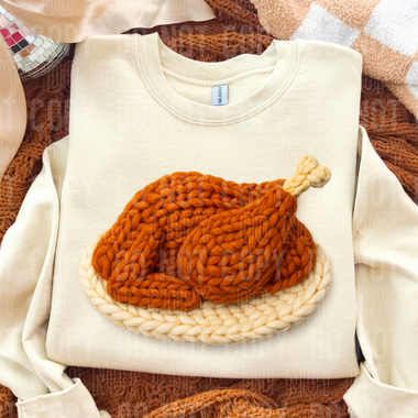 Turkey Thanksgiving Faux Yarn DTF Transfer (SBB)