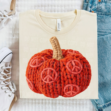 Peace Pumpkin Fall Faux Yarn DTF Transfer (SBB)