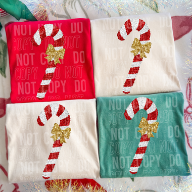 Candy Cane Faux Sequin DTF Transfer (SBB)