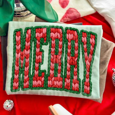 Merry Checkered Faux Yarn DTF Transfer (SBB)