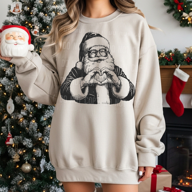 Santa Hand Heart Christmas DTF Transfer (SBB)