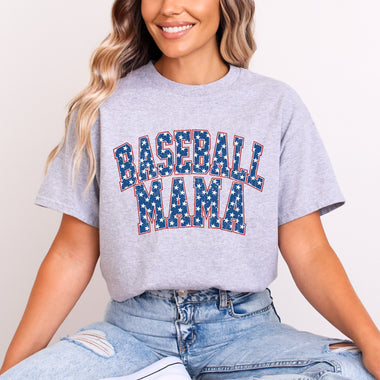 Baseball Mama with Stars with seams DTF Transfer