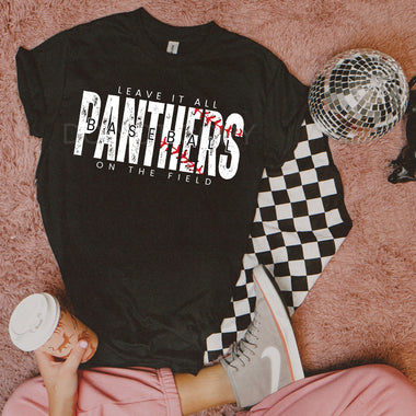 Leave It All On The Field PANTHERS Baseball WHITE DTF Transfer