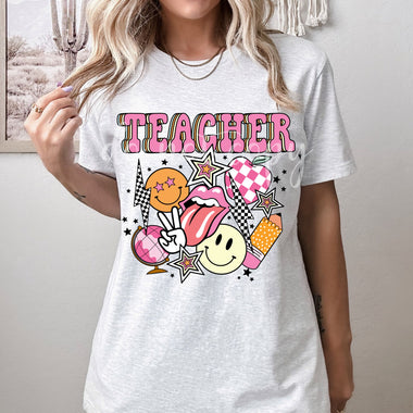 Teacher Retro Collage Screen Print High Heat Transfer Q40