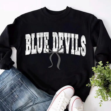 White Camo Blue Devils Mascot DTF Transfer (E)