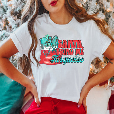 Santa Bring Turquoise DTF Transfer