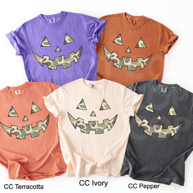 Camo Jack o Lantern Face DTF Transfer (E)