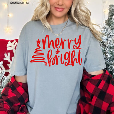 Merry & Bright Tree Screen Print Transfer I28