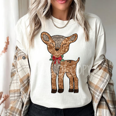 Reindeer Sequin Faux Screen Print High Heat Transfer Q81