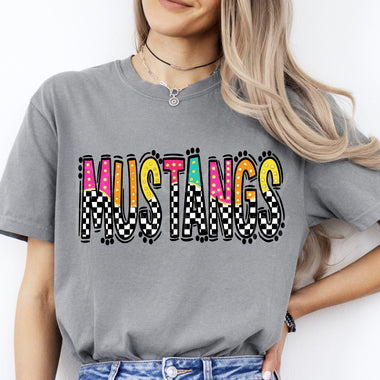 Checkered Bright Mustangs DTF Transfer