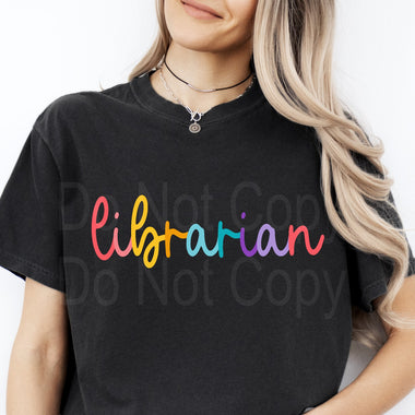 Colorful Cursive LIBRARIAN DTF Transfer