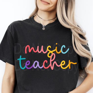 Colorful Cursive MUSIC TEACHER DTF Transfer