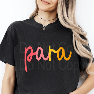 Colorful Cursive PARA DTF Transfer