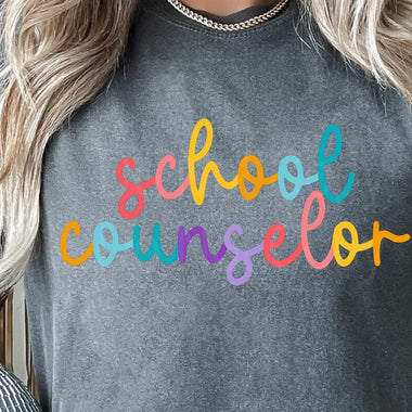 Colorful Cursive SCHOOL COUNSELOR DTF Transfer